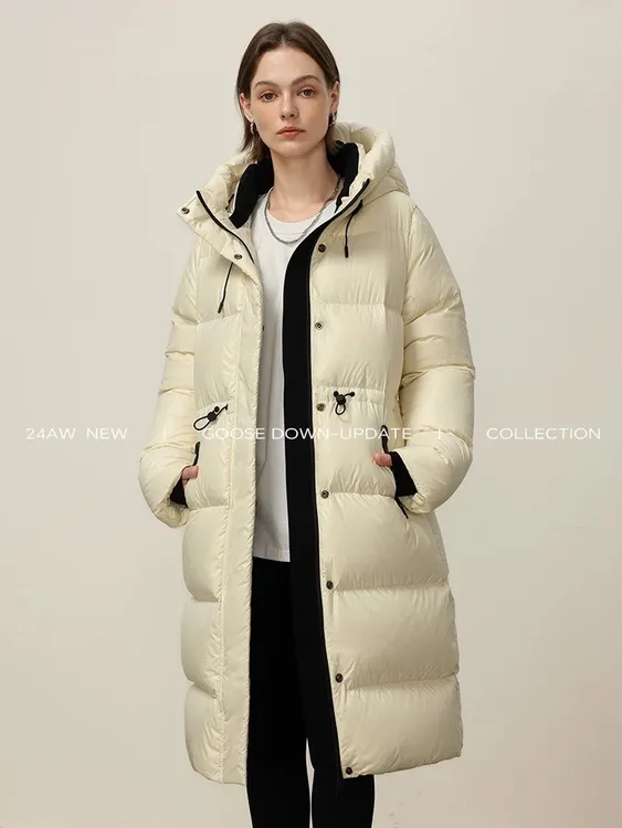 2505长款常规款连帽女韩系过膝时尚过膝百搭女款羽绒服中长款冬季