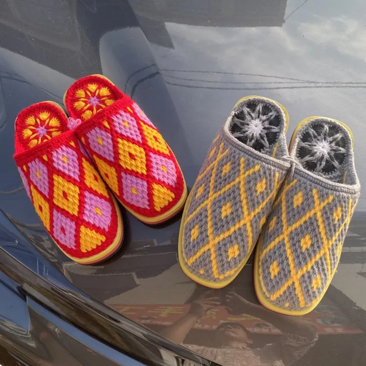 纯手工新款成品拖鞋毛线男女情侣婚嫁居家结婚成品拖鞋