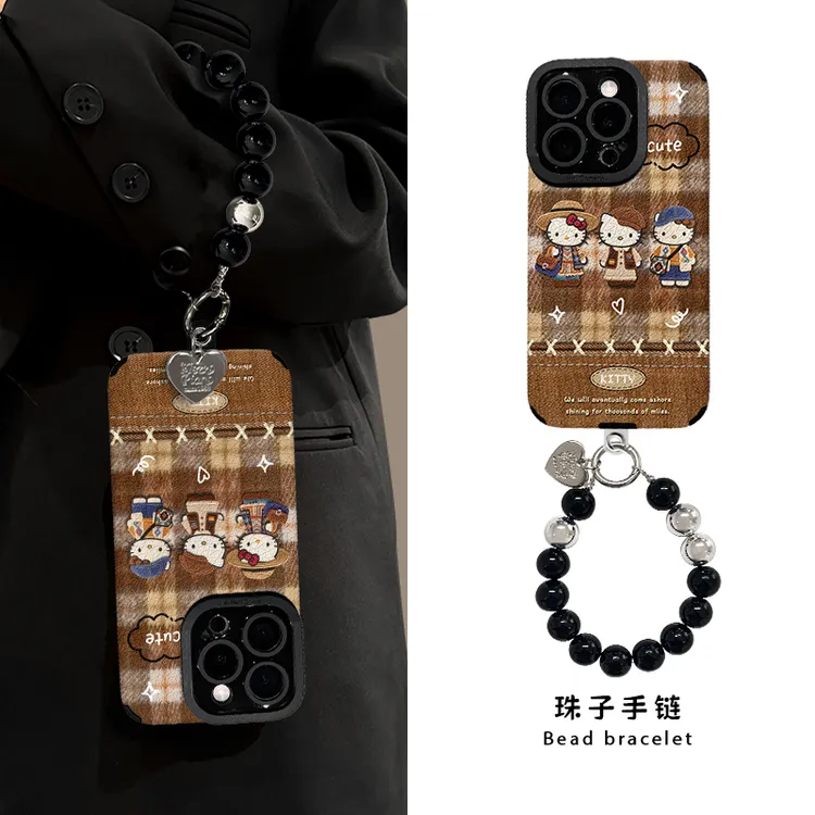 复古小猫适用苹果17pro华为vivo/oppo小米iPhone15瞳眼羊皮手机壳