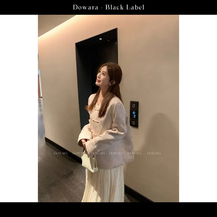 现货大婉酱黑标【粉黛】重工提花新中式国风外套刺绣独特上衣 9815D