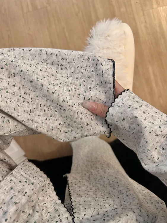 甜美少女可爱ins风碎花睡衣女春秋新款长袖长裤可外穿家居服套装