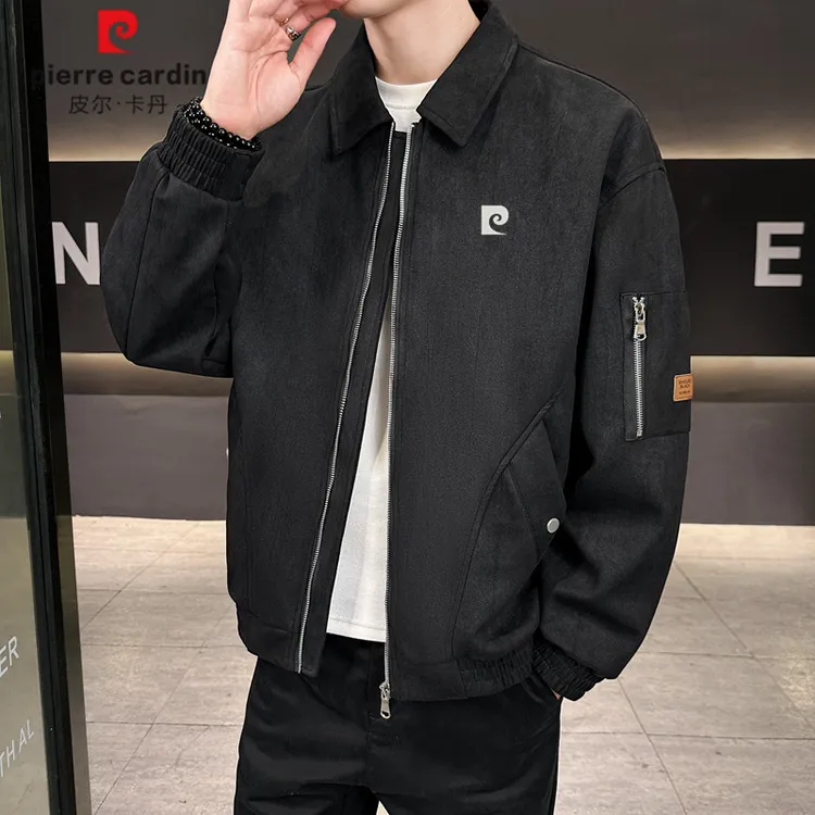 皮尔卡丹男款秋冬季夹克时尚潮流休闲百搭商务休闲上衣夹克