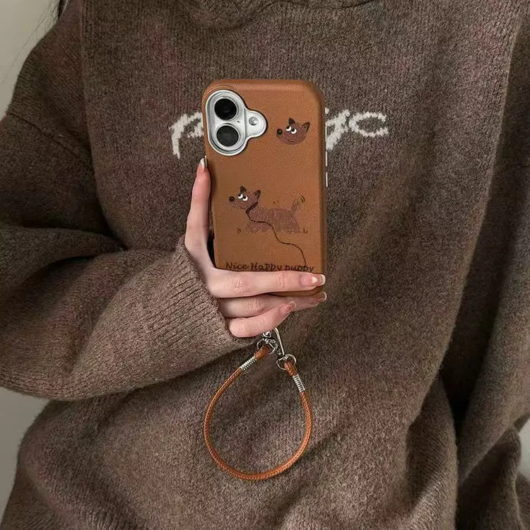 美拉德小狗适用苹果17promax手机壳16趣味15金属框14简约13皮纹12