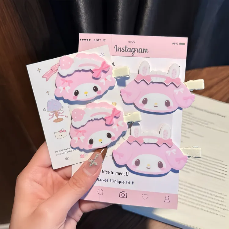 可爱粉色系小羊美乐蒂发夹超萌少女夹甜美卡通日韩发卡