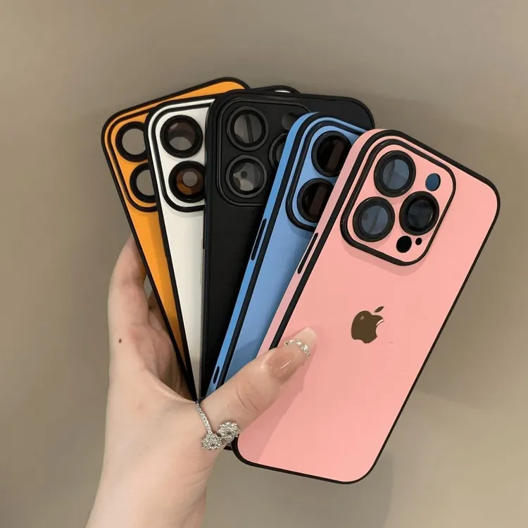 新款纯色皮纹适用苹果15Pro/手机壳苹果13全包14男女12防摔数码11