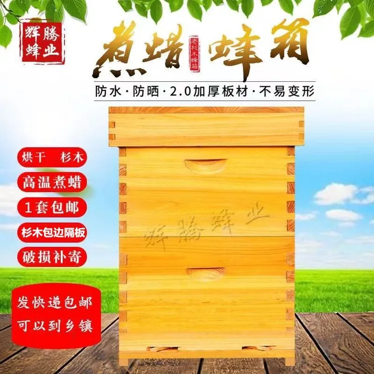 蜜蜂蜂箱标准十框烘干杉木煮蜡蜂箱中蜂意蜂双层蜂箱养蜂工具包邮