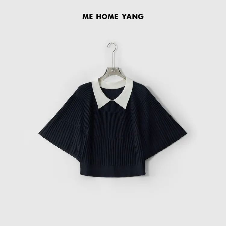 ME【半岛风琴】莱赛尔醋纤混纺风琴褶显瘦时尚百搭针织衫MESS3313