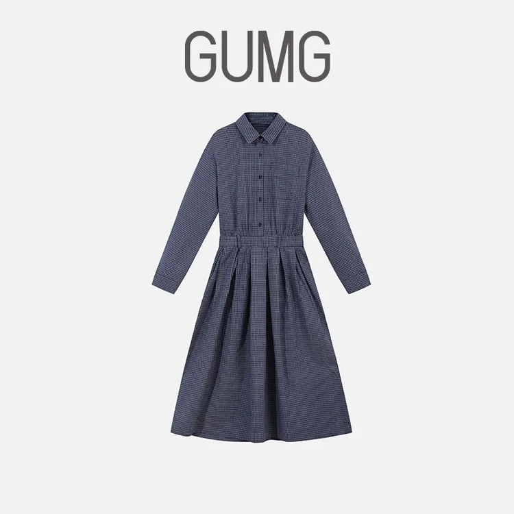 GUMG-法系温柔感文艺格子连衣裙GM20022