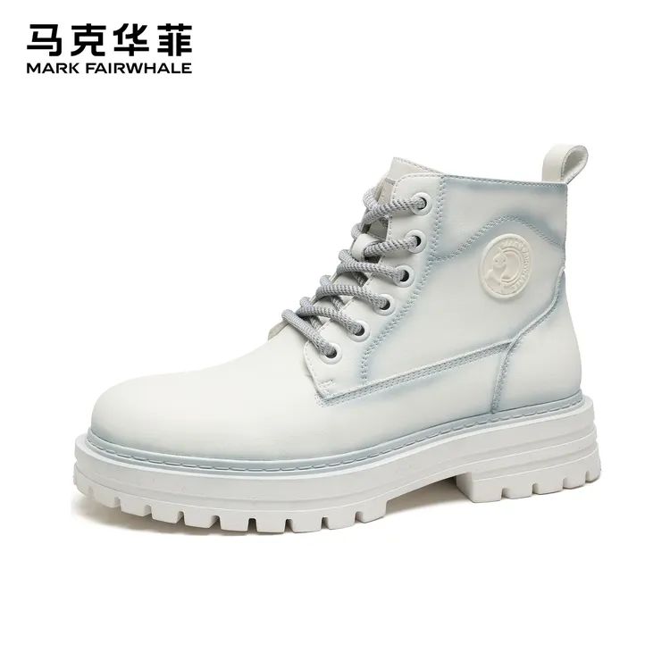 马克华菲情侣马丁靴秋冬擦色男靴机车工装靴子高帮男士加绒男鞋商品图