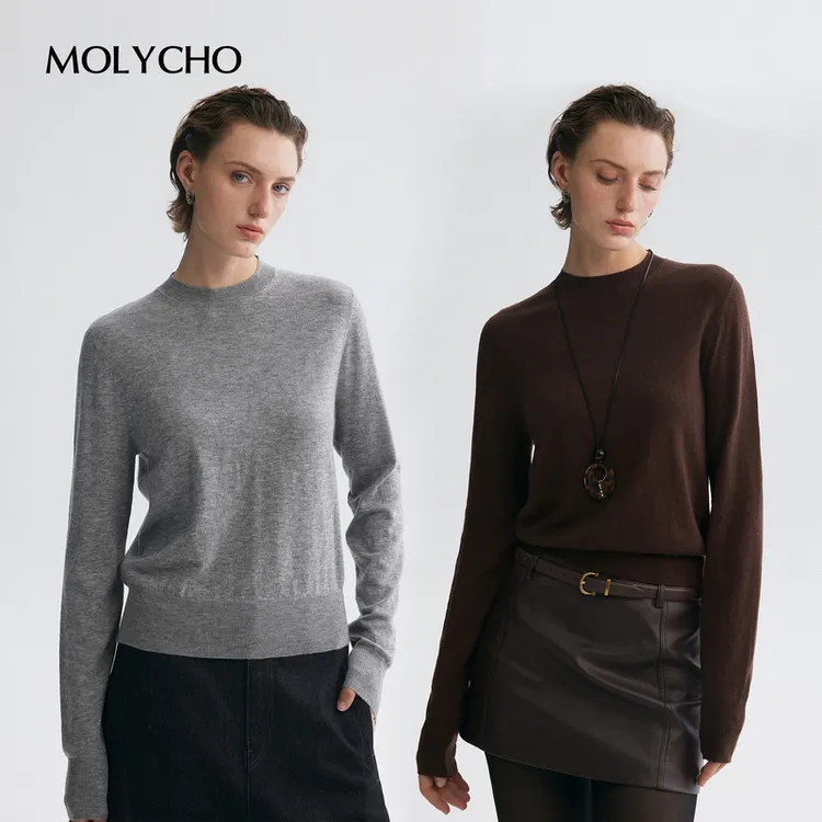 MOLYCHO  |  时髦基础/简约百搭圆领针织衫/毛织打底衫上衣