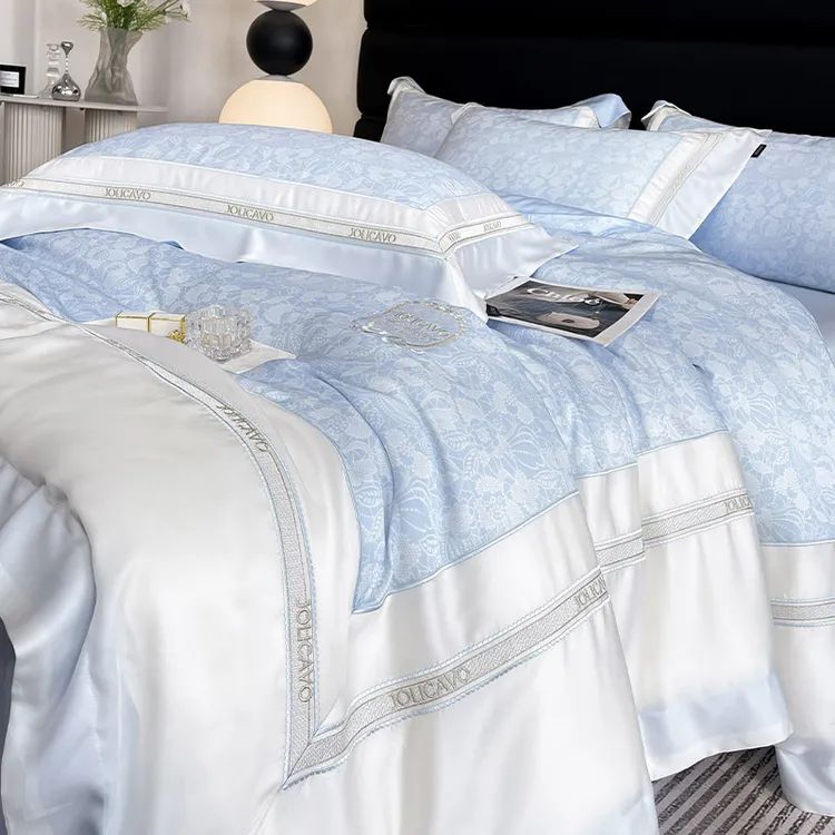 轻奢A类100支兰精天丝四件套夏季印花被套裸睡床单高级感床上用品