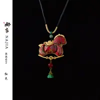 合金布艺吊坠 娜家·国风【云纹绣驹】中式小马吊坠饰品红色项链8867