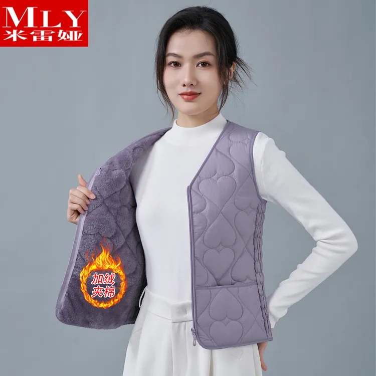 马甲女款2025新款时尚爆款秋冬加绒加厚内穿保暖棉服夹棉马夹背心