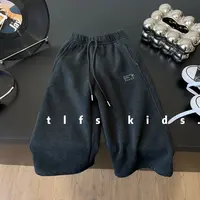 童例「9023字母深色休闲裤」冬宽松长裤男童女童裤子潮流休闲百搭