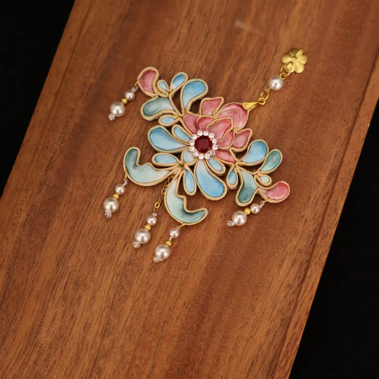 非金属布艺吊坠 y0071旗袍莲花非遗手工盘扣压襟新中式国风首饰