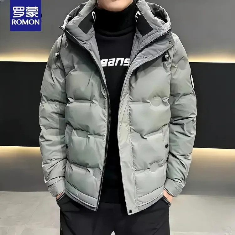 Romon/罗蒙秋冬季保暖商务男士休闲翻领轻薄款中年男士羽绒服外套