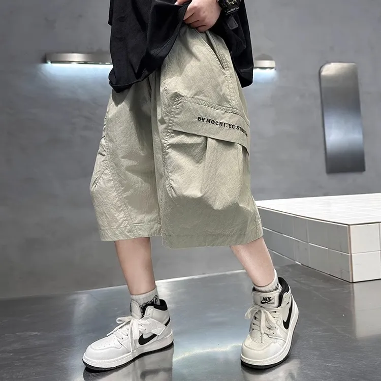 男童短裤夏季薄款2025新款中大童速干宽松工装儿童五分裤子外穿潮