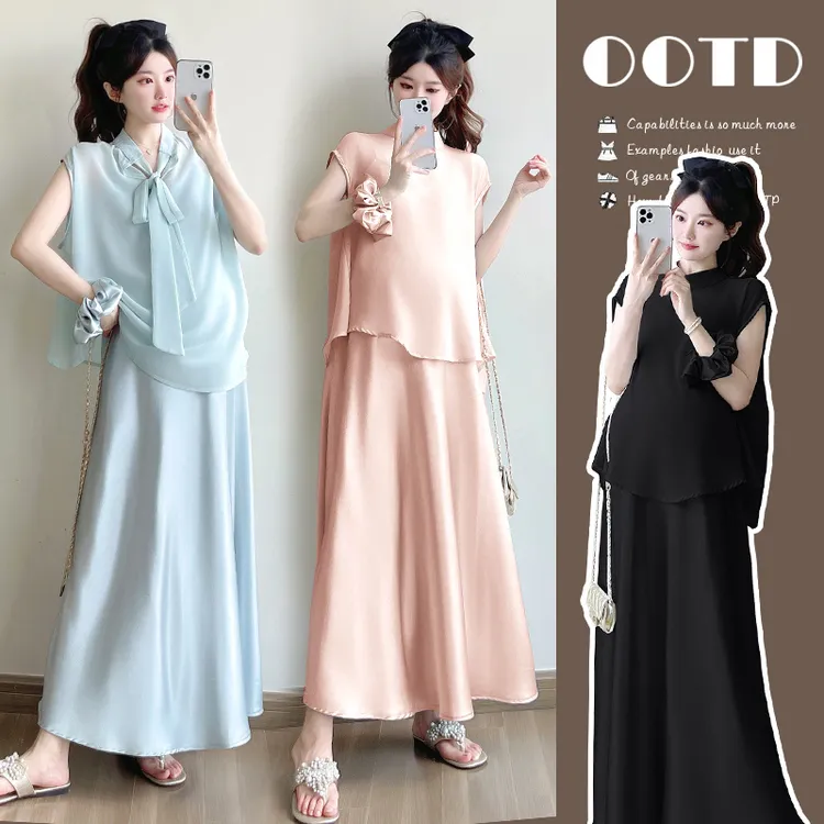 时髦孕妇装新款2025时尚气质时髦宽松大码显瘦洋气款休闲复古套装