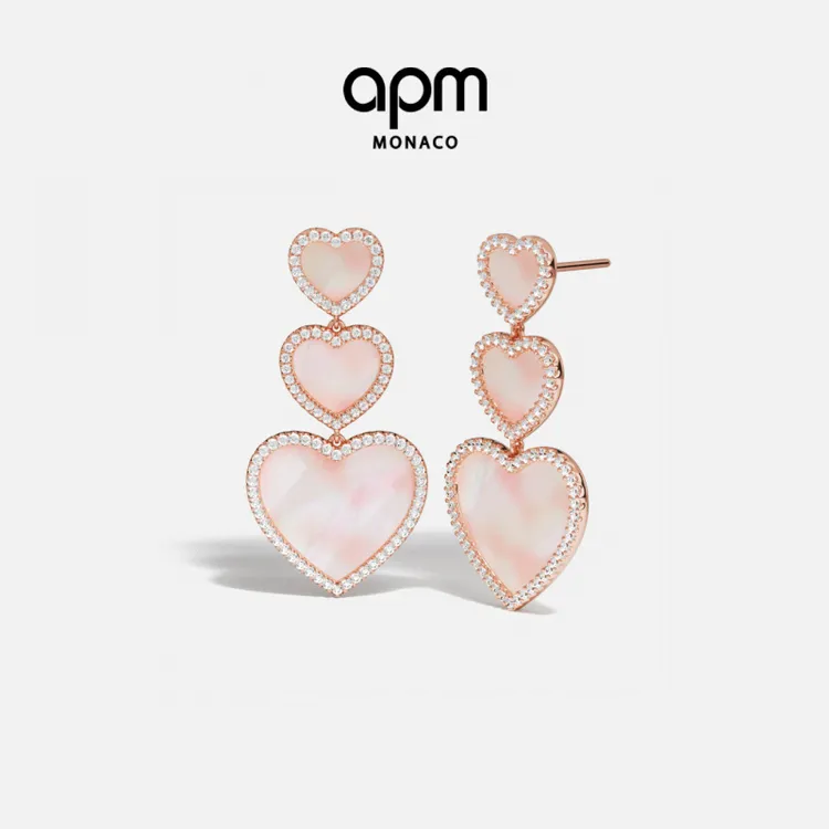 APM Monaco 爱心母贝耳环高级设计感耳饰高级氛围感