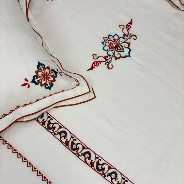 100%纯汉麻刺绣「莲境幽梦」中国风高奢刺绣四件套亲肤透气排汗健康