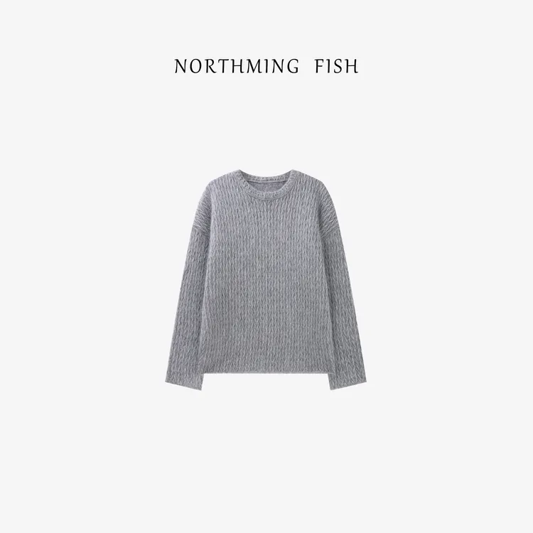 NorthMing fish「法式入冬」100绵羊毛 小众设计慵懒腔调圆领毛衫