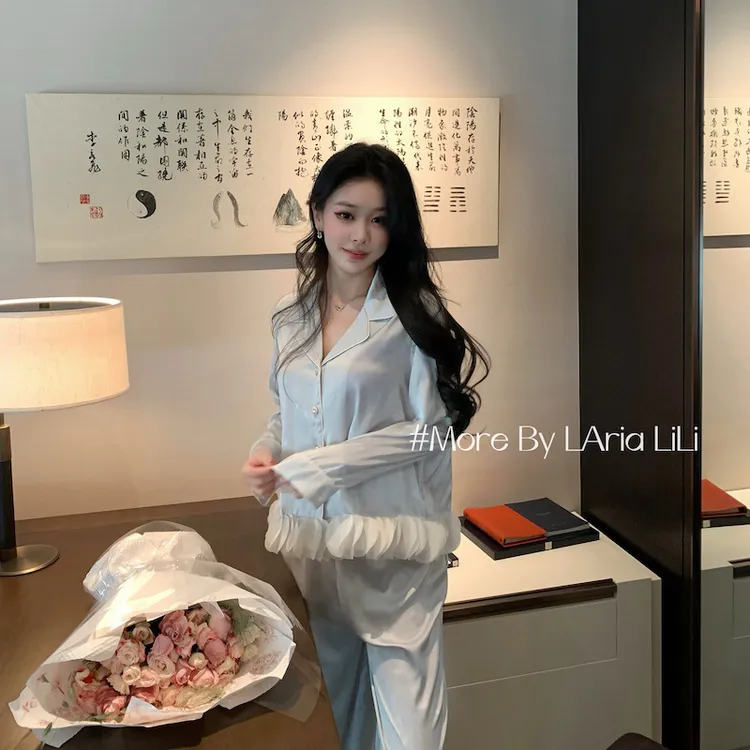 LAria茶歇娇妻 性感冰丝吊带睡裙女2025新款夏季蕾丝高级感家居服