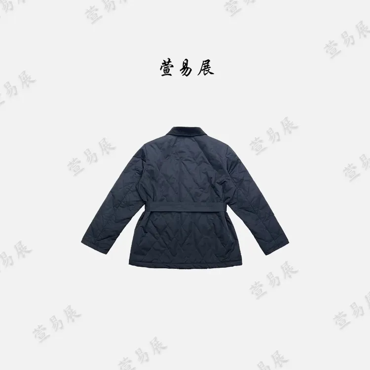 萱易展-“费尔午逅”羊驼毛棉服女款格纹腰带款显瘦棉服-WT100503