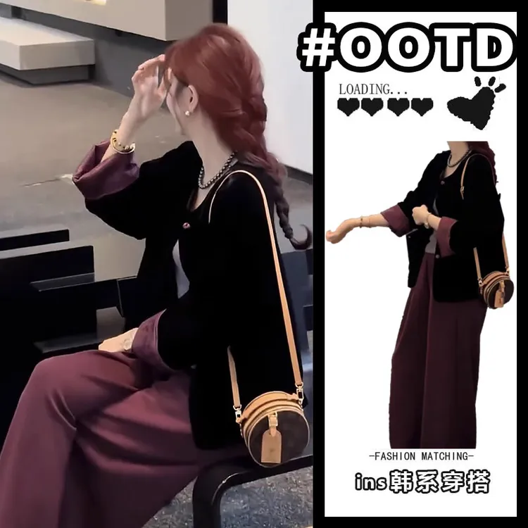 新中式国风感丝绒提花两面穿长袖外套女秋季新款百搭宽松百搭上衣