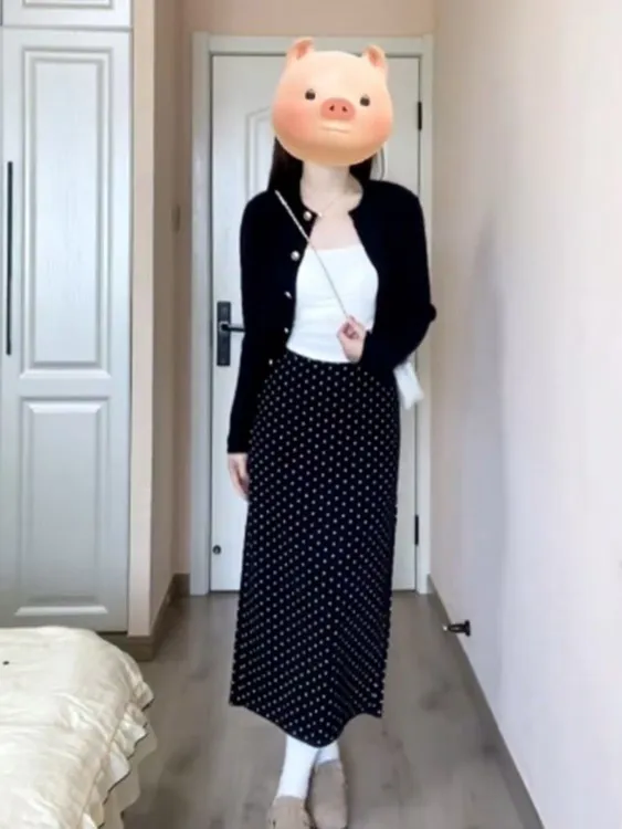 大码女装早秋新款外披背心半身裙三件套法式简约通勤风时尚套装