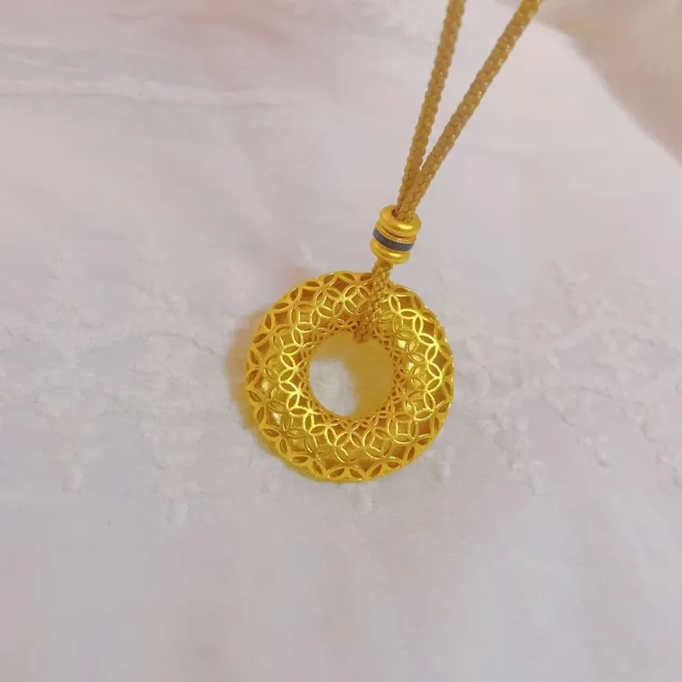 非金属布艺项链 花丝铜钱平安扣铺家同款古法饰品项链链子锁骨链