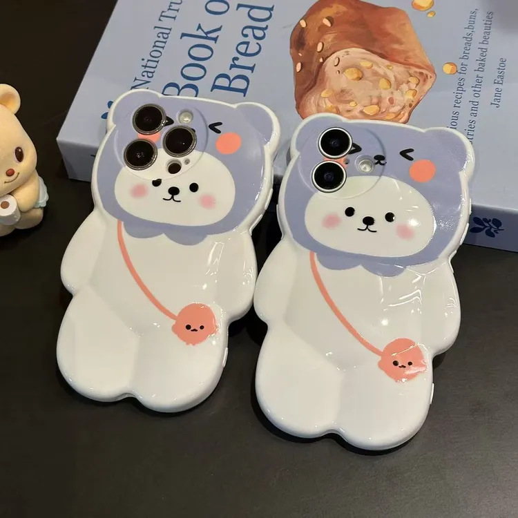 雅天立超萌酷儿自嘲熊适用苹果16promax手机壳iPhone13/15套14女