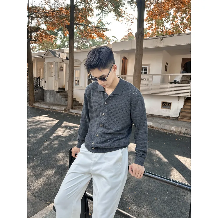 25A/W『轻熟慵懒风』秋冬简约全棉毛织镂空设计松弛感百搭休闲开衫