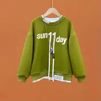 男女童春装圆领假两件卫衣2025年新款中大童春秋季上衣（不含衬衫）