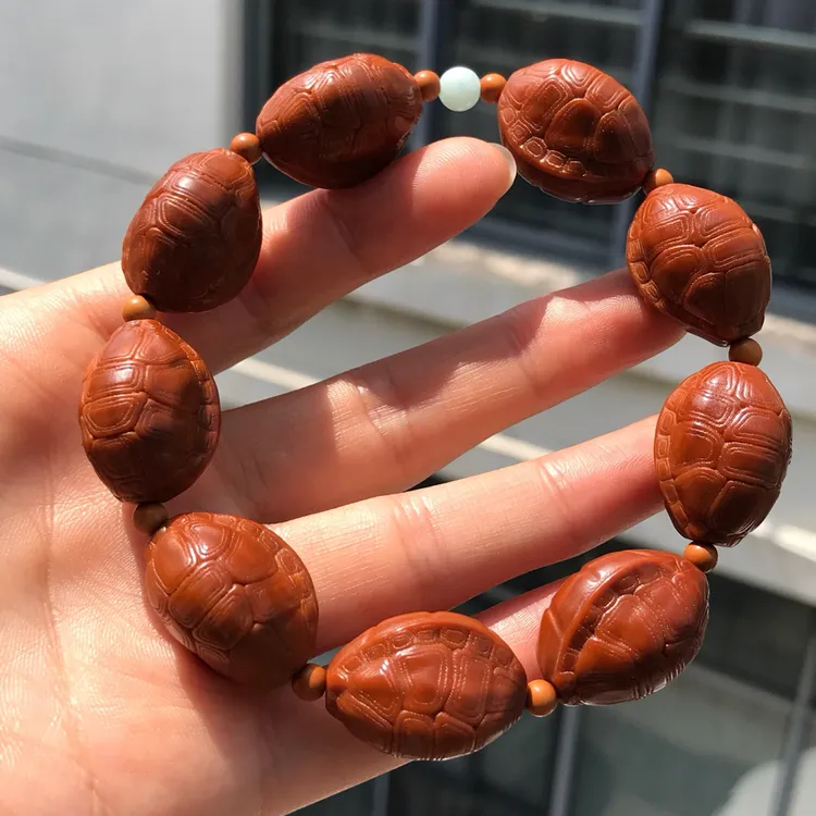 橄榄核雕随形富甲天下手串尺寸1.6*2.2cm文玩老油核富甲一方龟甲