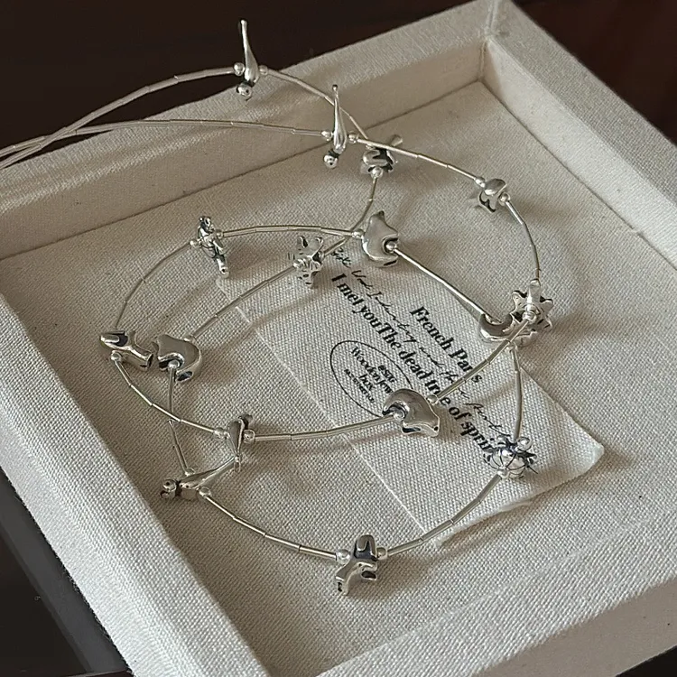 坠链均925银 韩版小众设计感复古动物世界毛衣链韩国简约时尚项链