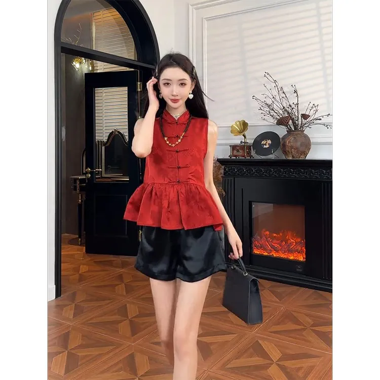 2025超火夏装一整套高级感清冷感禅意新中式国风上衣裤子两件套装