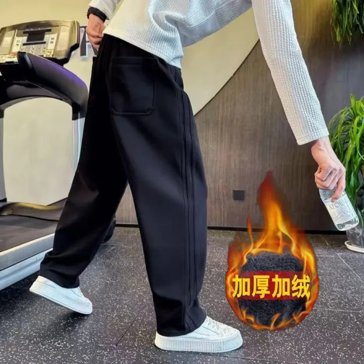 加绒款弯刀卫裤男款爆款2025新款潮流直筒宽松休闲裤男士运动长裤