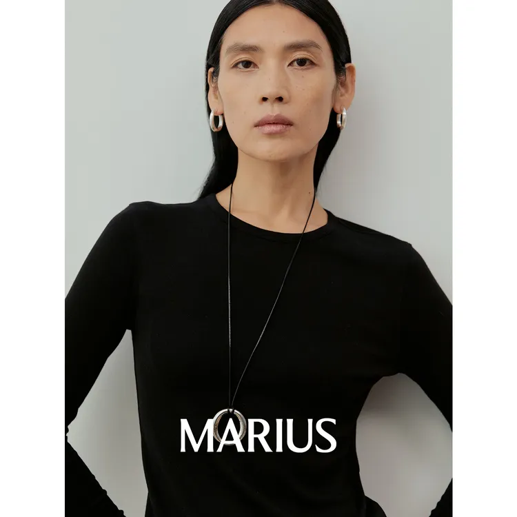 MARIUS“珠珠T”百搭慵懒感舒适柔软合身打底圆领长袖T恤