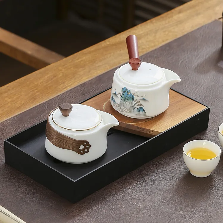 羊脂玉白瓷泡茶壶单壶手工带把侧把茶壶西施壶功夫茶具茶壶