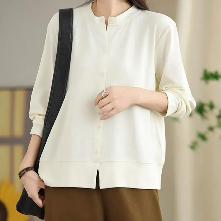 【弹力棉 打底】立领打底宽松文艺显瘦气质T