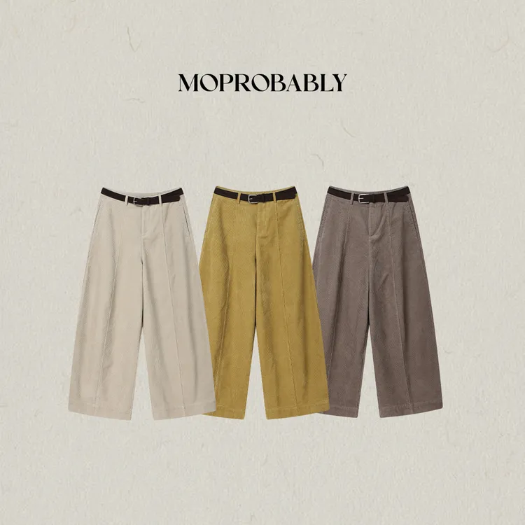 Moprobably李予诺「穿风格」“100棉”慵懒阔腿加厚绒休闲裤L5473093