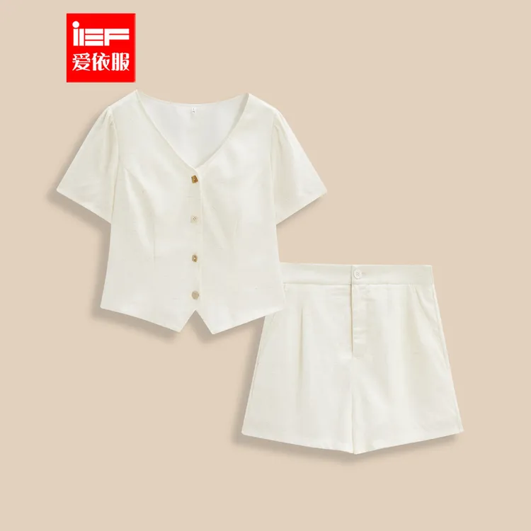IEF/爱依服【微胖】大码女装2025夏季新款知性风上下套裤流光风