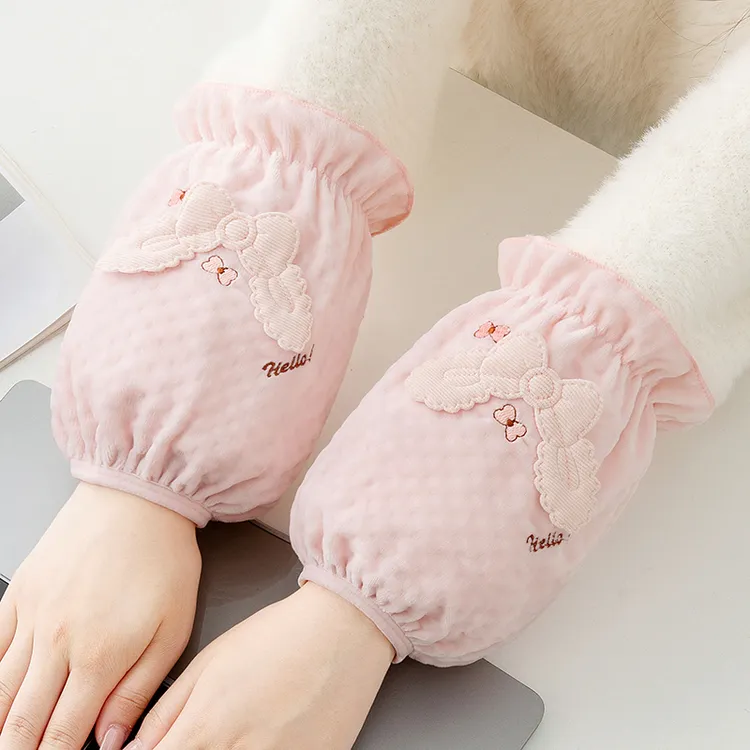 秋冬可爱短款立体卡通袖套学生成人厨房干活防污耐脏羽绒服套袖头