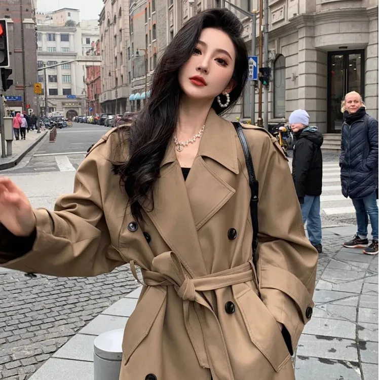 ZXLSTUDIO巴黎旧梦2025春新款卡其色风衣外套女中长款高级感大衣