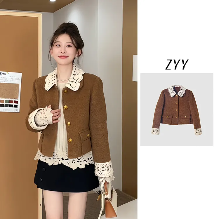 ZYY【云柔漫舞】2025S/S新品新款法式高级感毛呢外套X25DMNWT05243