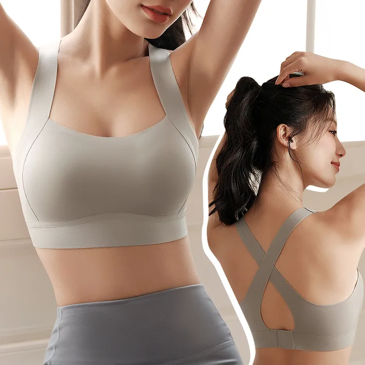 运动内衣女防震跑步小胸聚拢无痕一体背心美背抹胸防下垂文胸罩夏