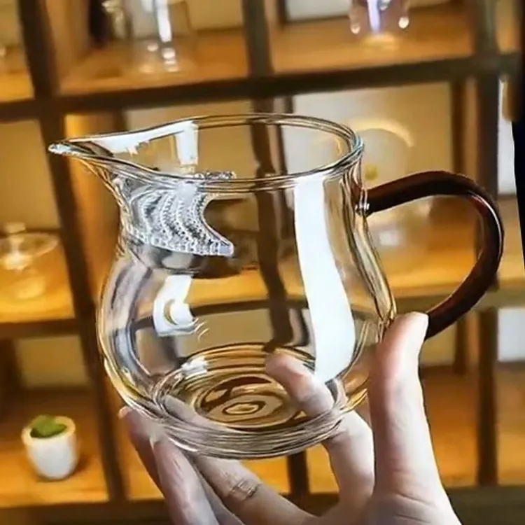 耐热玻璃月牙公道杯茶漏一体泡茶壶玻璃过滤网分茶器杯子商品图
