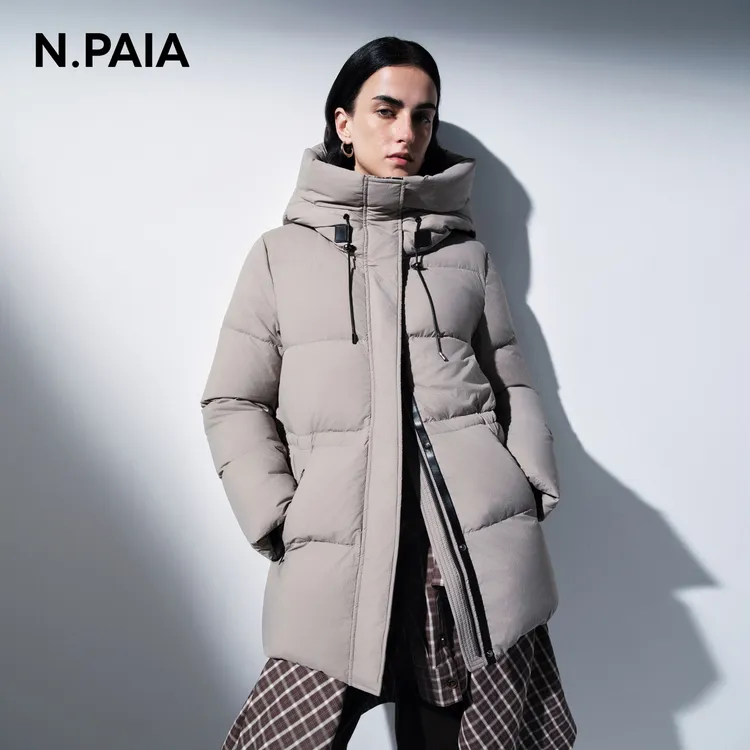 【双12】恩派雅2025新款白鹅绒抽绳收腰连帽羽绒服XWKIAY904A