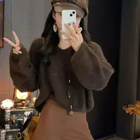 韩版宽松慵懒风毛衣针织衫套头2025初秋新款简约针织长袖上衣显瘦