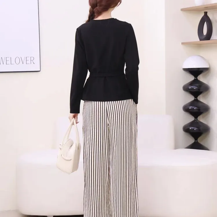 2025夏季新款时尚气质显瘦百搭套装洋气减龄上衣阔腿裤两件套